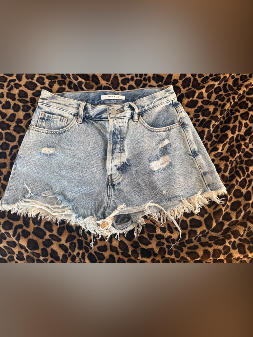 PacSun Light Blue Distressed High-Rise Denim Shorts